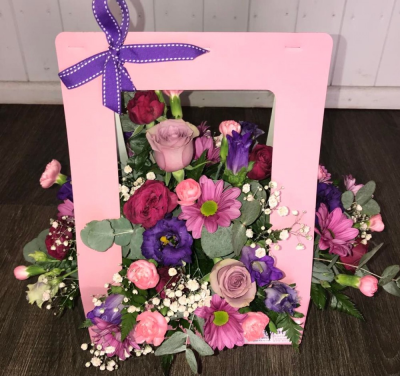 Box Of Delight - Delight someone special with this pretty arrangement in a special gift box, a perfect alternative to a basket.

*Please note flowers may vary, due to availability*