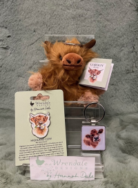 Wrendale Cow Accessories - These accessories will be the perfect addition to your keys or outfit! 
They make a great treat for yourself or someone special. 
The wonderful Highland cow pin badge will add an extra flourish to your jacket, scarf and bag or pin board. 
Never lose your keys again with these delightful keyrings. A simple yet adorable metal keyring or a stand out gorgeous plush animal. 
*PLEASE SELECT THE PRICE *
*STANDARD- COW PIN*
*DELUXE- COW KEYRING(METAL)*
*LUXURY- PLUSH COW KEYRING*
*ITEM IS ONLY AVAILABLE AS AN ADD ON GIFT OR FOR COLLECTION*
*LIMITED AVAILABILITY*
Pin badge details- Badge 35mm, backing card 105mmx75mm.  Each pin badge comes on information card with a to/from section on the back. Made from alloy with a silver finish. Nickle free and card made from sustainable sourced board. 
Metal keyring details- 4cmx8cm including the ring. Cast in hard wearing zinc alloy metal with a resin domed finish on the front.
Plush keyring- Measures 110mm x 90mm x 70mm. Finished with a branded woven label and a silver keyring loop perfect for attaching to keys and bags. Made with quality soft and tactile materials with polyester fiber stuffing. Recommended for children 3 years +.